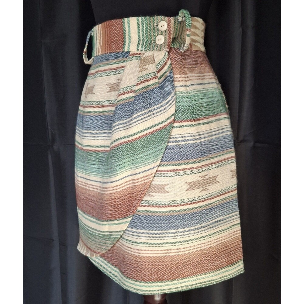 Vintage Southwest aztec wrap aound mini skirt wide waist band Sz 3